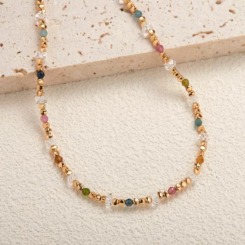 Natural Rainbow Tourmaline Beaded Jewelry Set