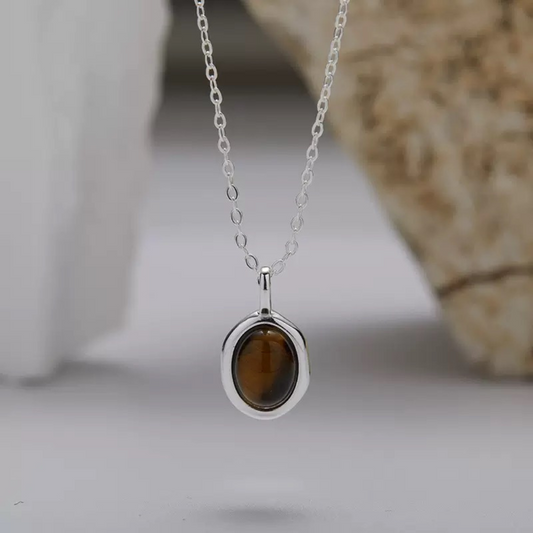 Natural Tiger Eye Silver Jewelry Set