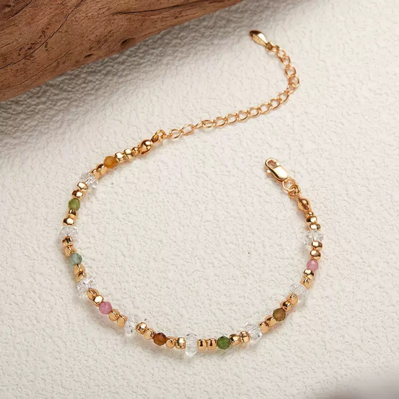 Natural Rainbow Tourmaline Beaded Jewelry Set